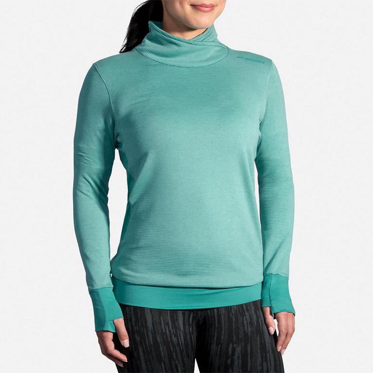 Brooks Notch Thermal - Womens Long Sleeve Running Shirt - Green (34051VGXW)